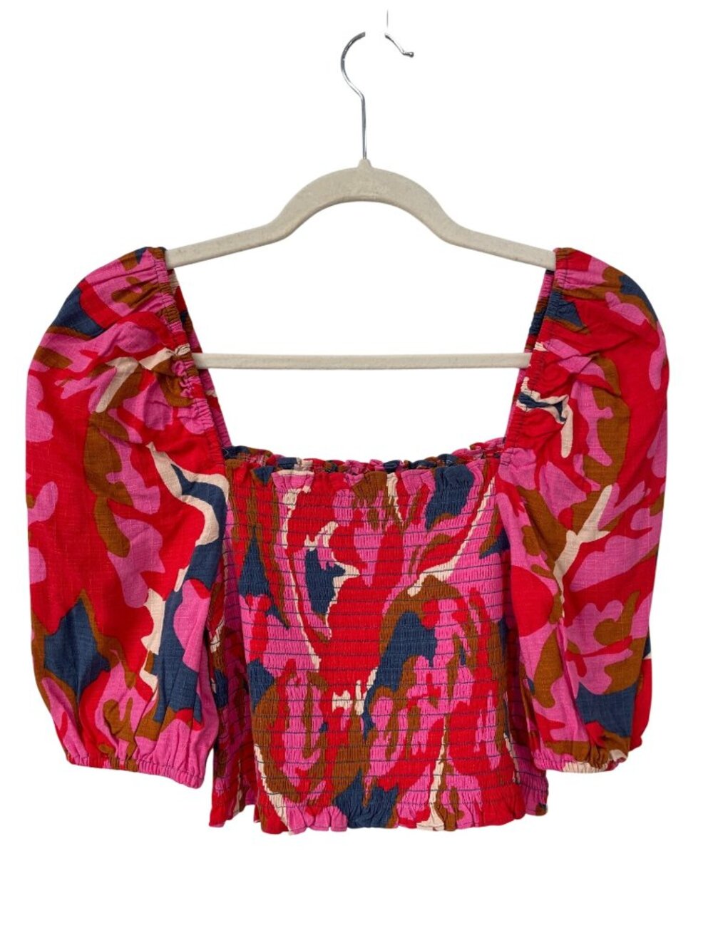 Mister Zimi Mia Crop Top Size 6 Smocked Puff Short Sleeve Sugar Maple Bohemian